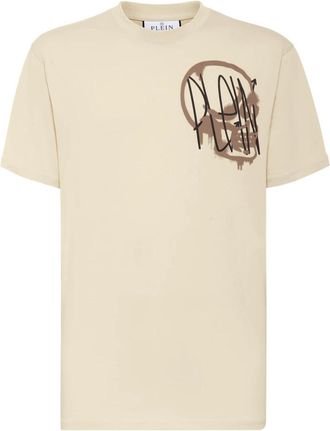 Philipp Plein T-Shirt Ronde Hals - Heren - T-shirts - Beige - 2XL - Katoen - Tops