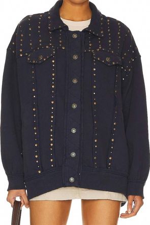 Free People Keepin On Trucker Jacket In Navy