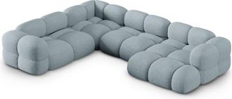 Cosmopolitan Design Sof&aacute; esquinero panor&aacute;mico 5 plazas tejido estructural azul pastel