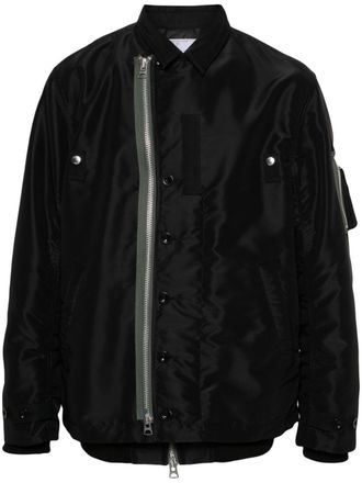 sacai contrasting-trim layered bomber jacket - men - Nylon/Acrylic/Polyester/Wool - 2 - Black