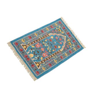 OEM Alfombra De Oraci&oacute;n Musulmana Con Borlas, 70x110 Cm, Azul Lago