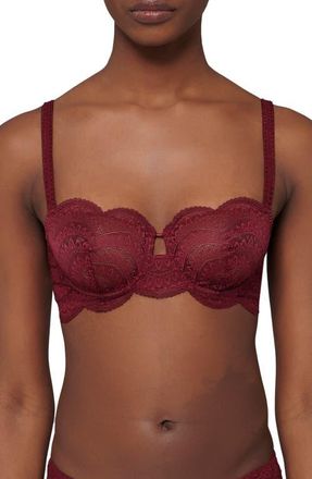 Simone P&eacute;r&egrave;le Karma Underwire Lace Demi Bra in Spinel Red at Nordstrom, Size 36B