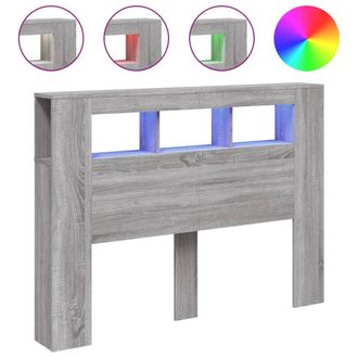 vidaXL Cabecero Led Madera Ingenier&iacute;a Gris Sonoma 140x18,5x103,5 Cm Vidaxl
