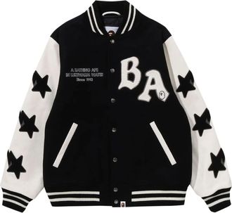 A Bathing Ape Relaxed Fit Varsity Jacket Black 1I80-141-001-BLACK