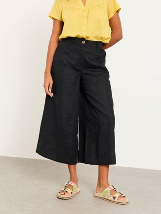 Fat Face FatFace Anya Black Wide Leg Cropped Trousers