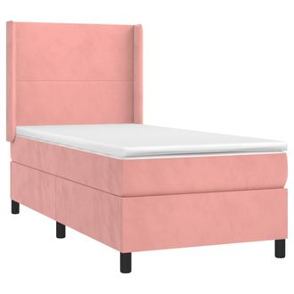 vidaXL Vidaxl - Letto A Molle Con Materasso E Led Rosa 90x190 Cm In Velluto