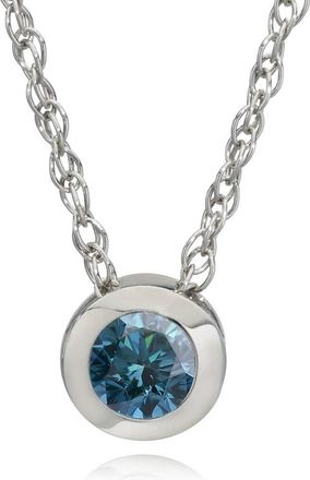 Pompeii3 1/2ct Solitaire Blue Diamond Pendant 14K White Gold