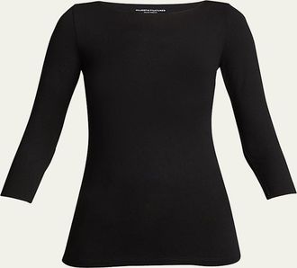 Majestic Filatures Soft-Touch Marrow-Edge Boat-Neck Top