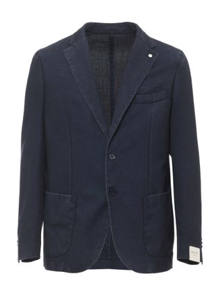 Lubiam Blue Classic Lapel Wool Blazer