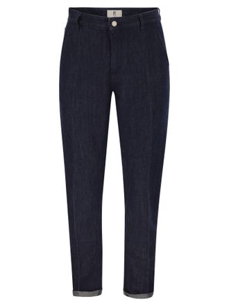 Pantaloni Torino Ma&szlig;geschneiderte Denim-Jeans aus Baumwoll-Leinen-Mischgewebe von Pt Torino