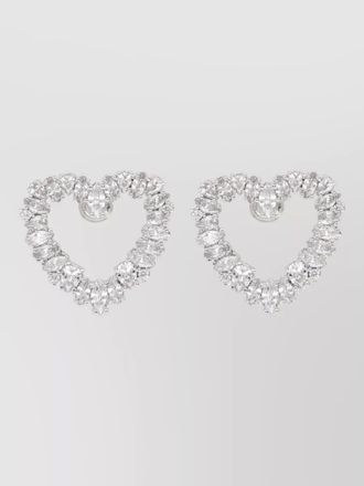 Self Portrait crystal heart shape drop earrings