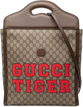 Gucci Pre-owned Shoulder Bags, female, Brown, Size: ONE SIZE Pre-owned Printed Tote Bag