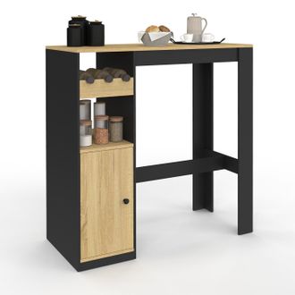IDMarket Tavolo Da Bar Ameri Con Armadio E Portabottiglie Per 2 Persone, Legno E Nero