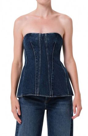 A Gold E Lara Corset Flare Top In Blue