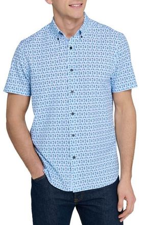 ConStruct Slim Fit Circle Geo Performance Short Sleeve Shirt in Light Blue/navy at Nordstrom, Size Xx-Large