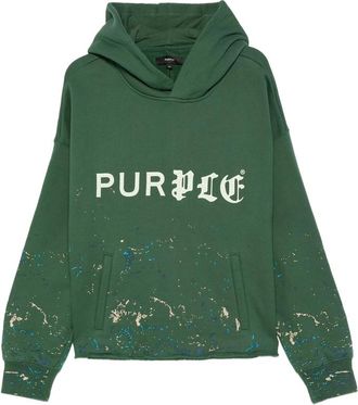 Purple Logo-print Splatter-effect Hoodie
