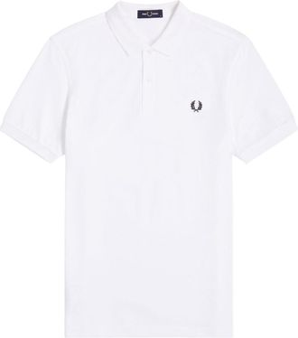 Fred Perry Mens M6000 Plain Polo Shirt White Cotton - Size X-Large