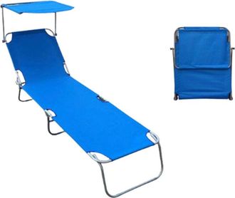 Trade Shop Trade Shop - Copy Of Lettino Con Tettuccible Parasole Eibge Sdrado Prendisole 187x55x24cm Pieghevole 281020