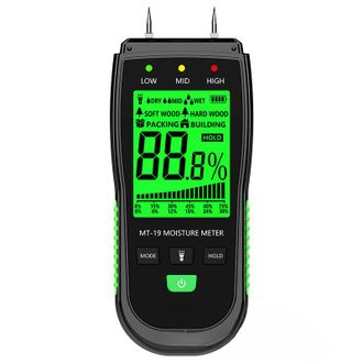 OEM Medidor De Humedad De Madera Mt-19, Higr&oacute;metro Para &Aacute;rboles De Cart&oacute;n Con Pantalla Lcd Retroiluminada De Dos Pines Y Linterna