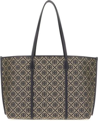 Tory Burch Perry T Monogram Tote - Dames - Shoppers - Veelkleurig - ONE Size - Katoen - Tassen