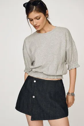 Maeve Short-Sleeve Bubble Sweatshirt