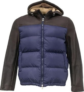 Brunello Cucinelli Donsjack met colourblocking - Bruin