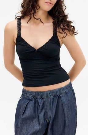 BDG Lace Trim Camisole in Black at Nordstrom Rack, Size Large