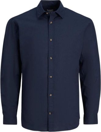Jack & Jones Slim Fit Overhemd Navy - Heren - Casual Overhemden - Blauw - XS - Katoen - Overhemden