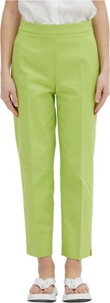 Moschino Hoge Taille Slim Cigarette Been Katoenen Broek - Dames - Chinos - Groen - L - Katoen - Broeken