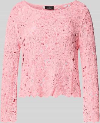 Monari Strickshirt mit H&auml;kelspitze Modell Cornelly in Altrosa, Gr&ouml;&szlig;e 34