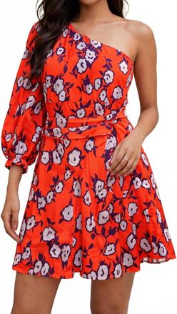 Jade Yoga One Shoulder Dress In Contrast Poppies