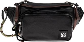 Dsquared2 Leren Tas met Logo - Heren - Heuptassen - Zwart - ONE Size - Katoen - Tassen