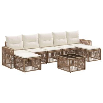 vidaXL Conjunto De Sof&aacute;s De Jard&iacute;n 8 Pcs Beige Y Blanco Crema Vidaxl