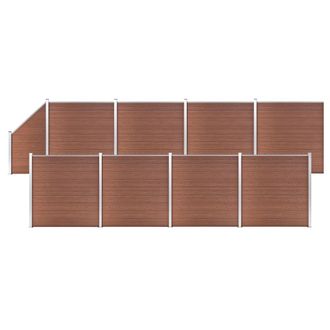 vidaXL Vidaxl - Set De Valla 8 Cuadradas + 1 Oblicua Wpc Marr&oacute;n 1484x186 Cm