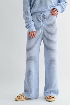 Mono B Malibu Crochet Knit Beach Pants In Blue