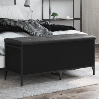 vidaXL Banco Con Almacenaje Madera De Ingenier&iacute;a Negro 102x42x45 Cm Vidaxl