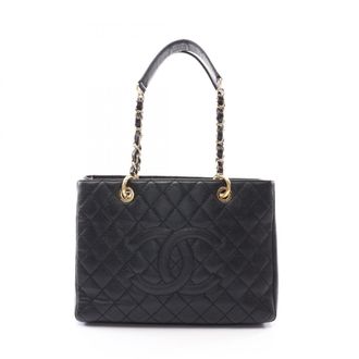 Chanel Black Grained Calfskin Handbag Tote Bag (Pre-Owned)