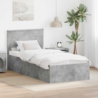 vidaXL Estructura De Cama Con Cabecera Gris Concreto 75 X 190 Cm Vidaxl