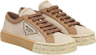 Prada Wheel Canvas Corda Khaki Low Top Sneakers Size 38.5