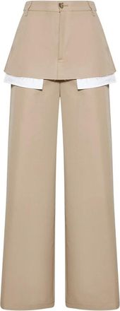 Silvian Heach Pantalone con dettaglio sovrapposto - Dames - Wijde Broeken - Beige - 2XS - Katoen - Broeken