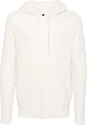Roberto Collina Ecru Boucl&eacute; Gebreide Hoodie - Heren - Hoodies - Beige - XL - Katoen - Hoodies & sweatvesten