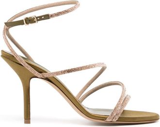 MARIA LUCA 95mm crystal-embellished sandals - women - Calf Leather/Calf Leather/Calf Leather - 35.5 - Gold