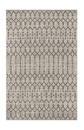 Jonathan Y Designs Ourika Moroccan Geometric Textured Weave Indoor/Outdoor Area Rug in Light Gray/black at Nordstrom, Size 5Ft 0In X 5Ft 0In
