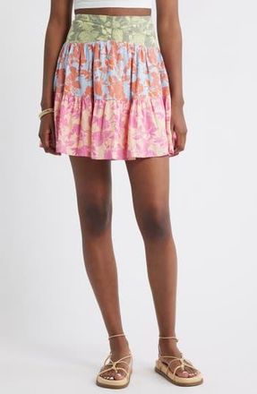 Treasure & Bond Tiered Linen Blend Miniskirt in Multi Jill Bloom at Nordstrom Rack, Size X-Small