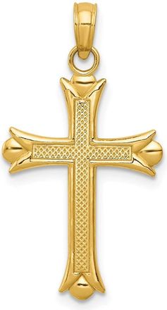 Diamond2Deal 10k Yellow Gold Fleur De Lis Cross Pendant