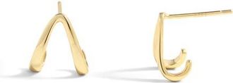 Mint & Lily Gold Wishbone Huggie Earrings in 18K Gold Over Sterling Silver at Nordstrom