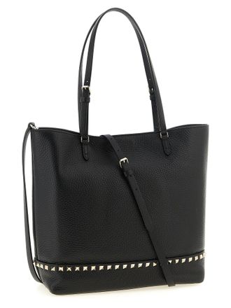 Valentino Garavani Studded Hammered Leather Tote Bag - Black