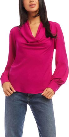 Fifteen Twenty Cowl Neck Top In Hot Pink