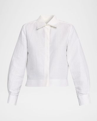 Dice Kayek Pleated Cotton Poplin Button-Down Shirt