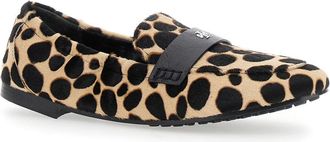 Tory Burch Womens Loafers Beige Leather Animal Print Multicolour Calfskin